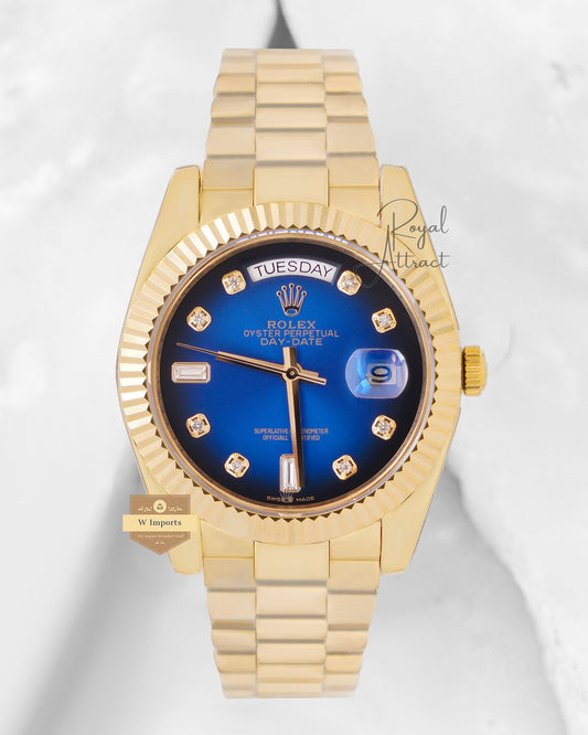 New Collection 40mm Yellow Gold With Blue Dial Stone Index V3 Made