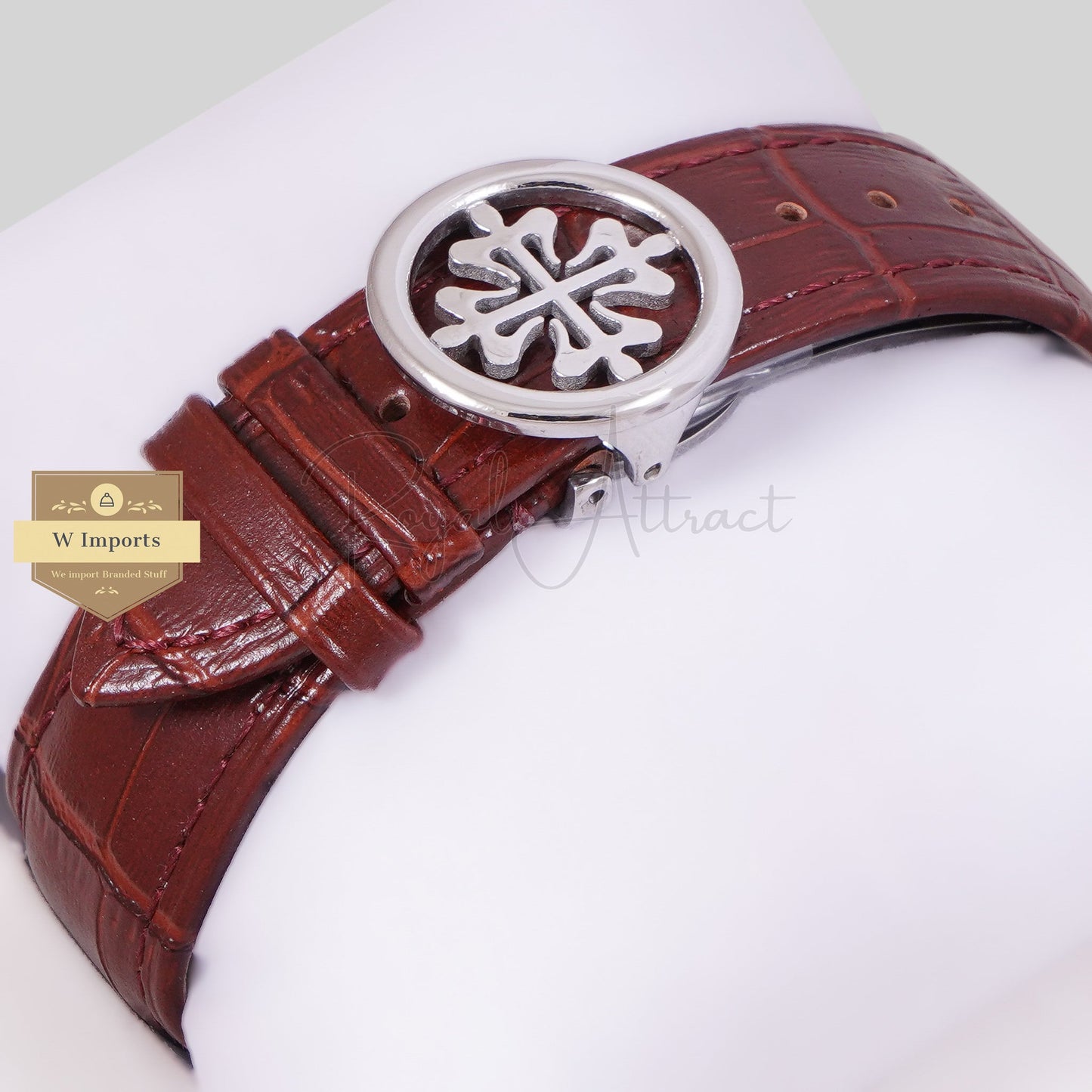 LATEST COLLECTION ANNUAL CALENDAR MOON PHASE SILVER CASE WITH WHITE DIAL STONE BEZEL & LEATHER STRAP
