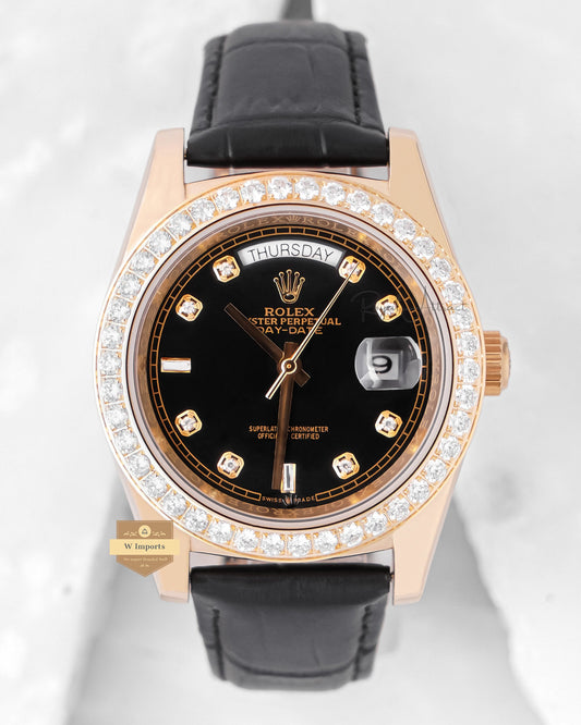 Latest Collection 40 Yellow Gold Case With Black Dial & Leather Strap Automatic Watch Zr Factory