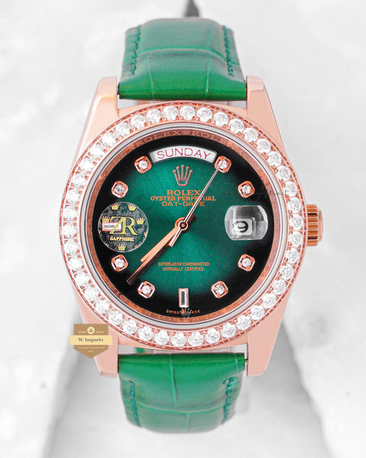 Latest Collection 40 Rose Gold Case With Green Dial & Leather Strap Automatic Watch Zr Factory