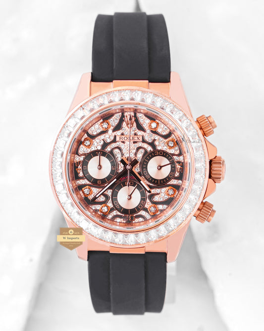 LATEST COLLECTION CHRONOGRAPH 40 ROSE GOLD CASE WITH STONE BEZEL & DIAL ZR FACTORY