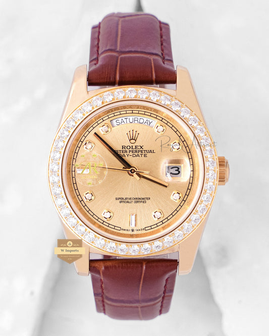 LATEST COLLECTION 40 YELLOW GOLD CASE WITH DIAL & BROWN LEATHER STRAP AUTOMATIC WATCH ZR FACTORY