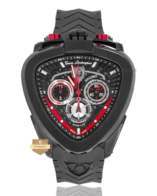PREMIUM COLLECTION CHRONOGRAPH BLACK MATT CASE WITH BLACK DIAL AND PVC STRAP