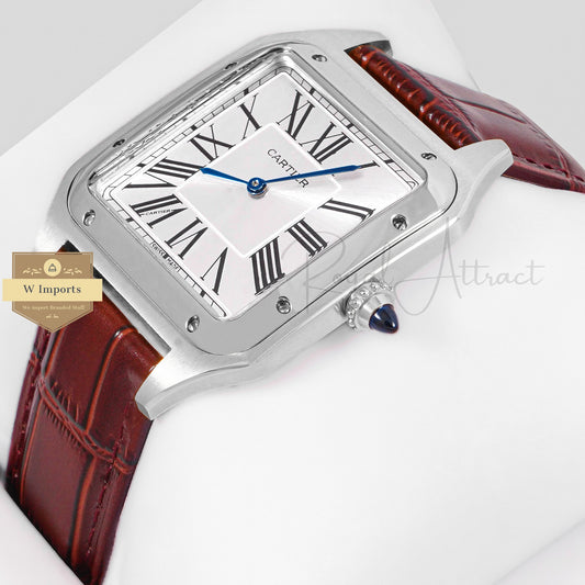 LATEST COLLECTION SILVER CASE WITH DIAL & LEATHER STRAP