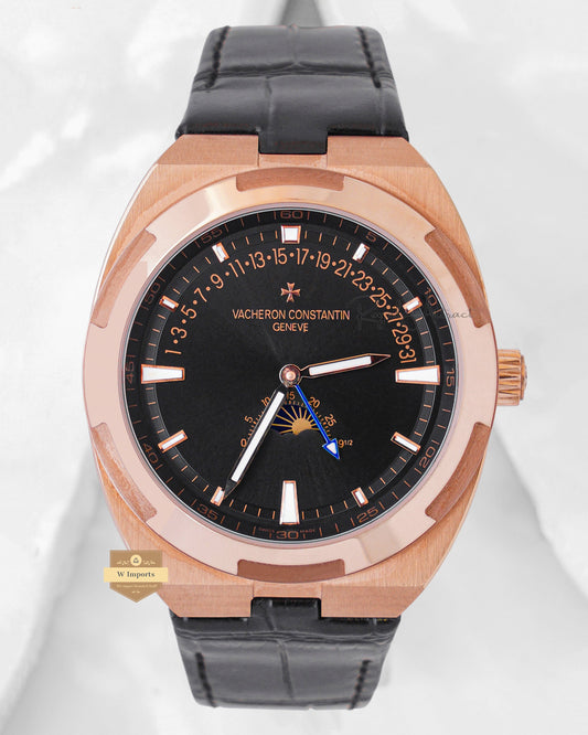 Latest Collection Moon Phase Rose Gold Case With Black Dial Automatic Strap Watch