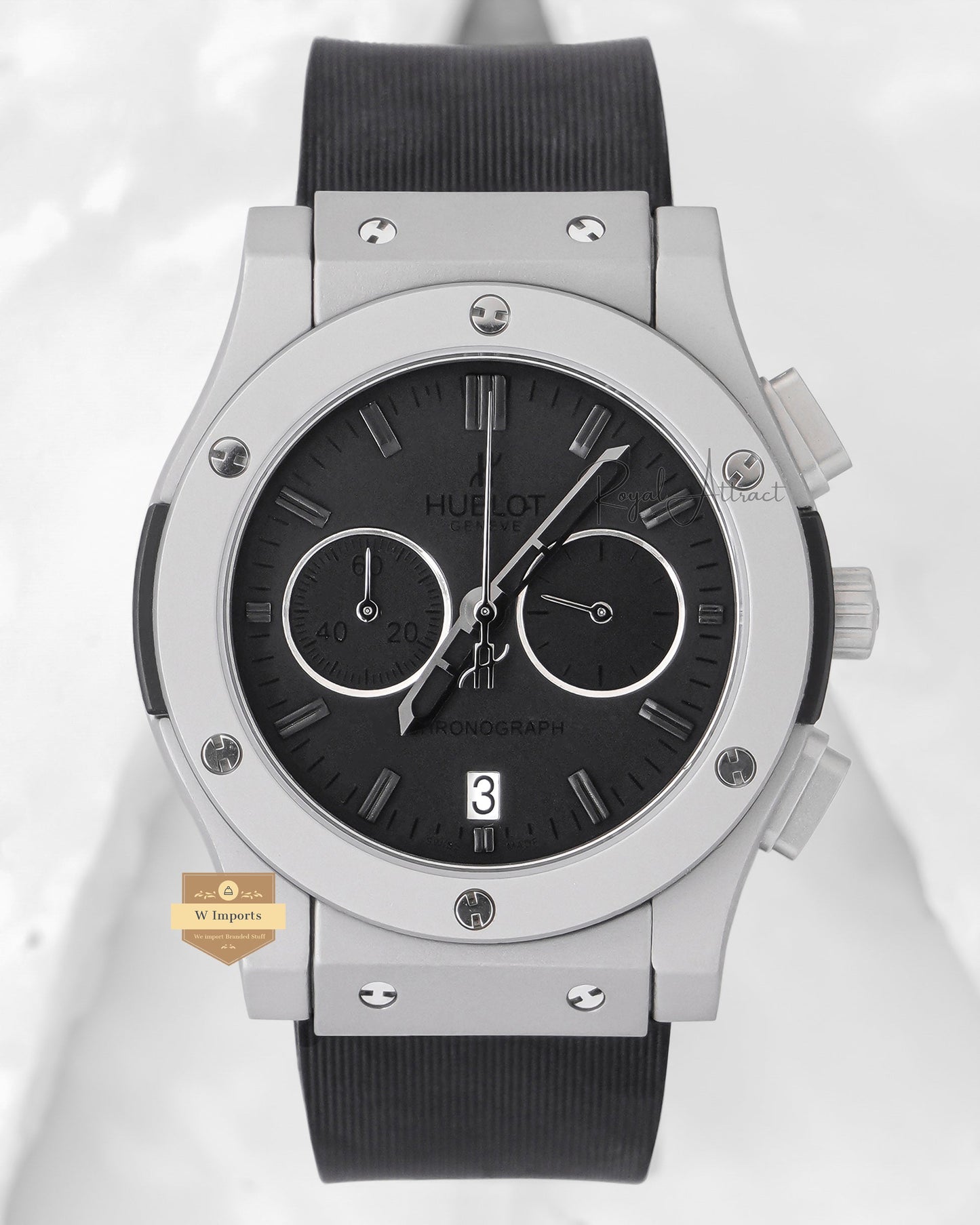 Latest Collection Chronograph Silver Case With Gray Dial & Pvc Strap