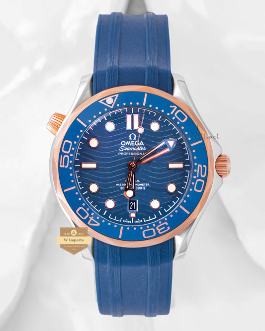 Latest Collection Two Tone Case With Blue Dial & Rubber Strap For Men