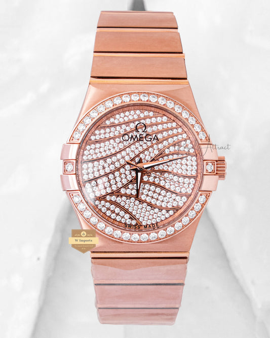 Latest Collection Rose Gold With Stone Dial And Bezel Chain Watch