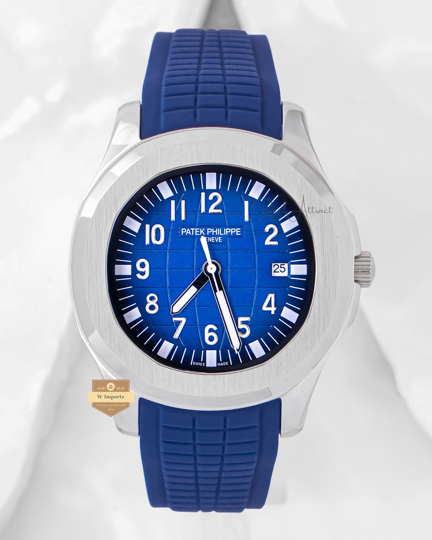 Latest Collection Silver Case With Blue Dial & Rubber Strap Luxury Watch For Men