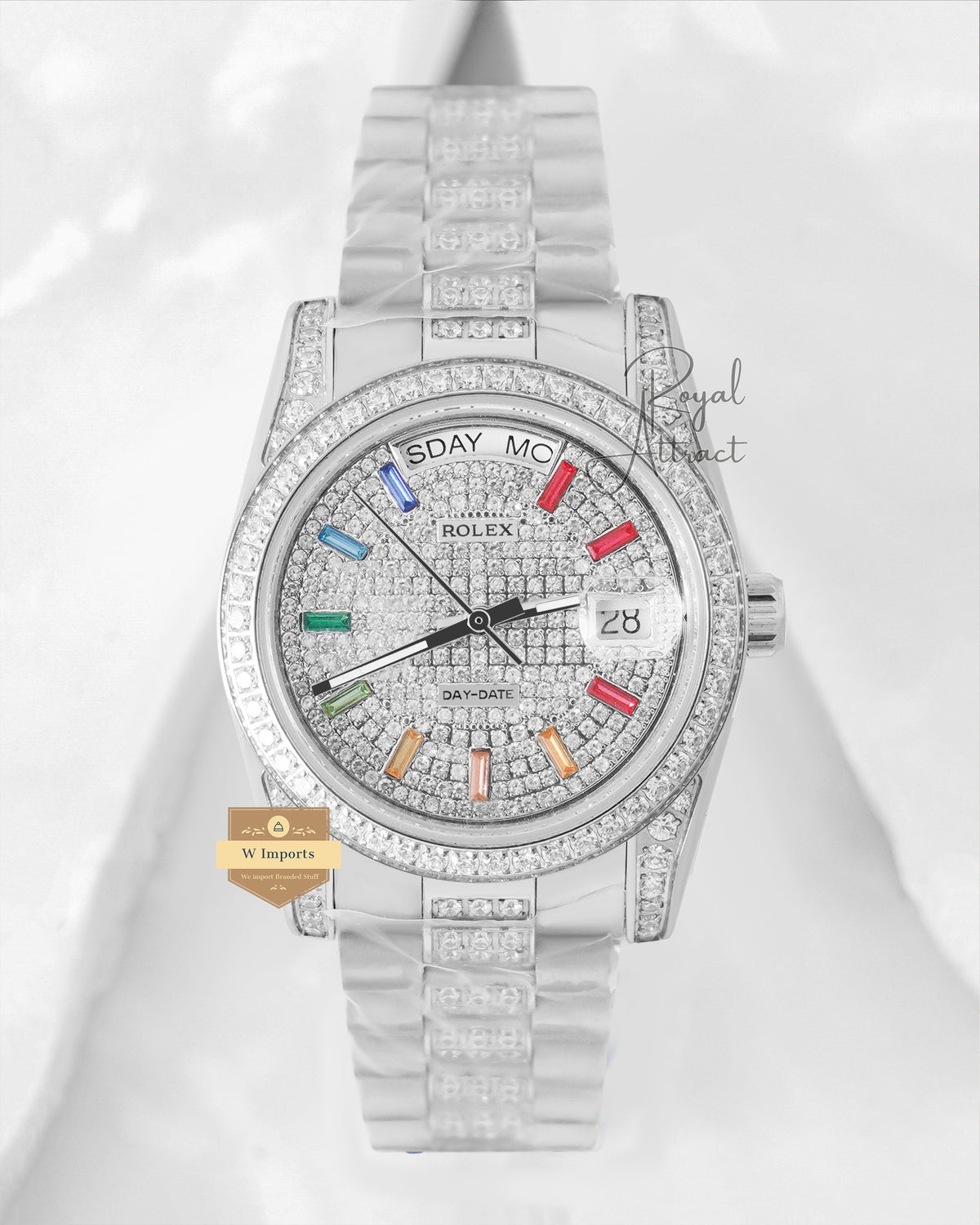 New Collection 36 Silver With Stone Dial And Chain Colored Index V3 Made