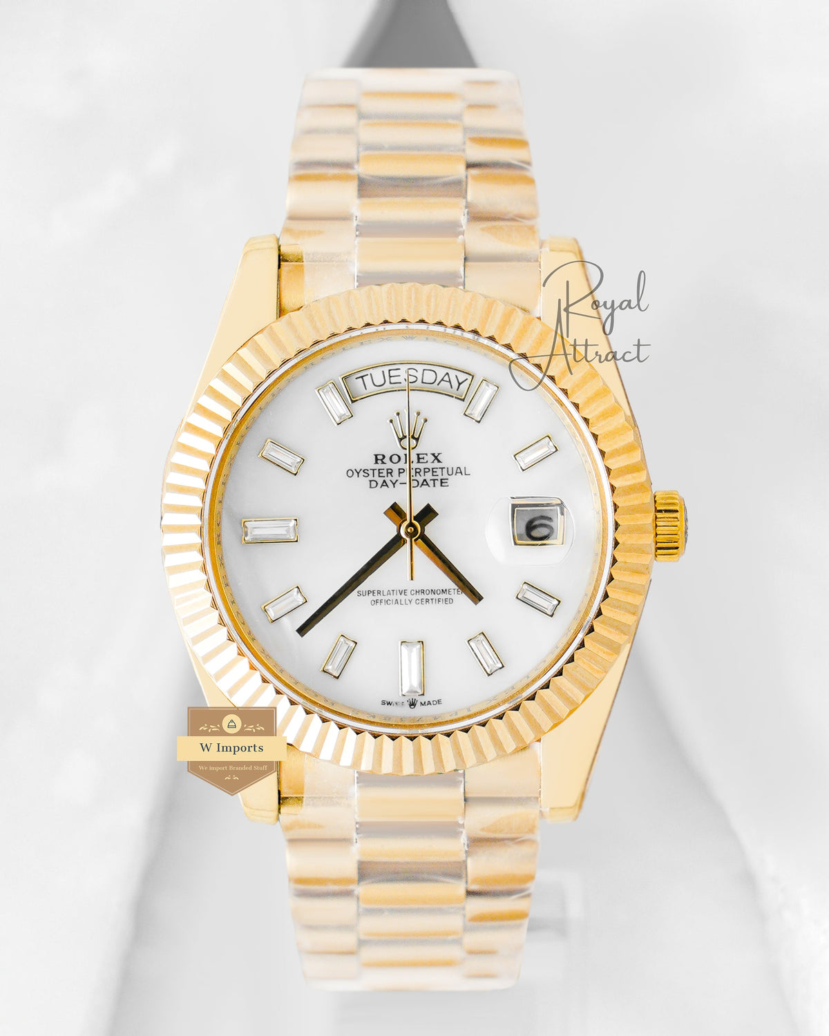 Latest Collection 40 Yellow Gold With Marble Dial Automatic Watch V3 Made