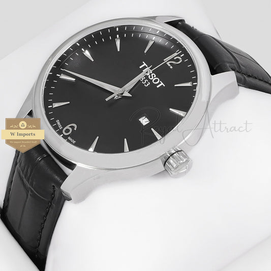 LATEST COLLECTION SILVER CASE WITH BLACK DIAL & LEATHER STRAP