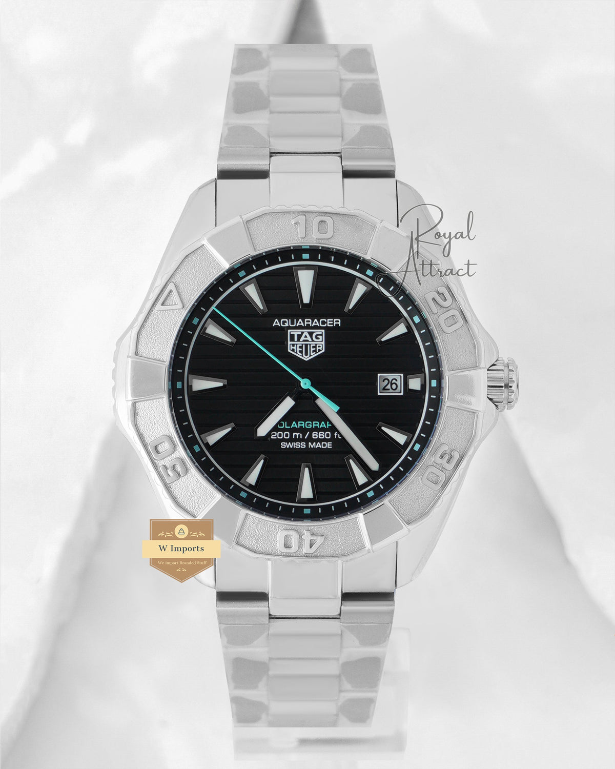 Latest Collection Silver Matt With Black Dial Automatic Chain Watch