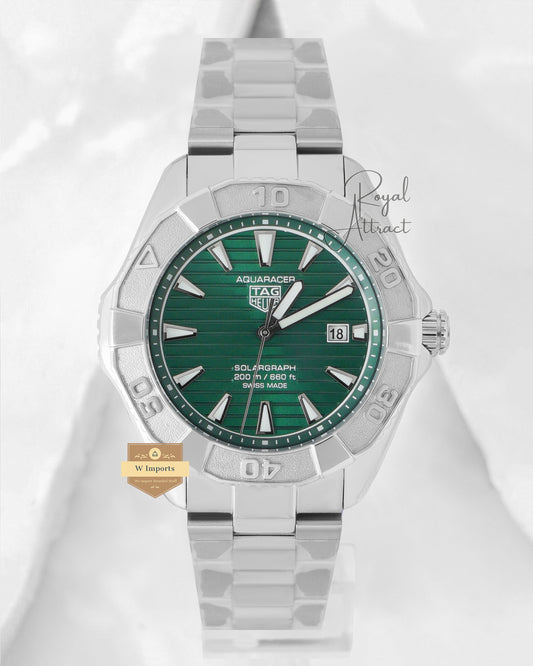 Latest Collection Silver Matt With Green Dial Automatic Chain Watch