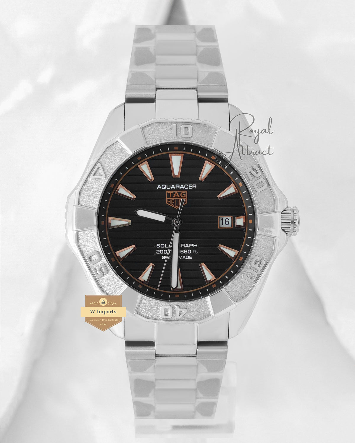 Latest Collection Silver Matt With Black Dial Automatic Chain Watch