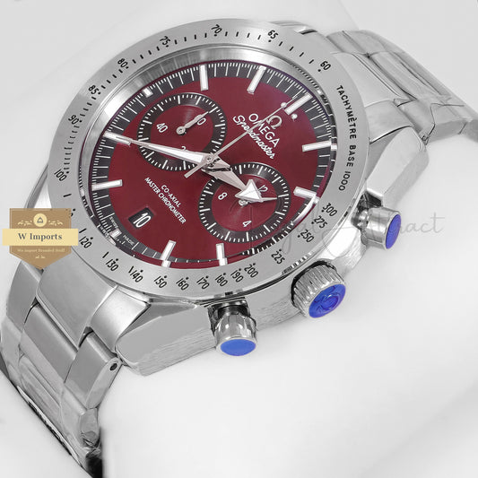 LATEST COLLECTION CHRONOGRAPH SILVER WITH MAROON DIAL CHAIN WATCH