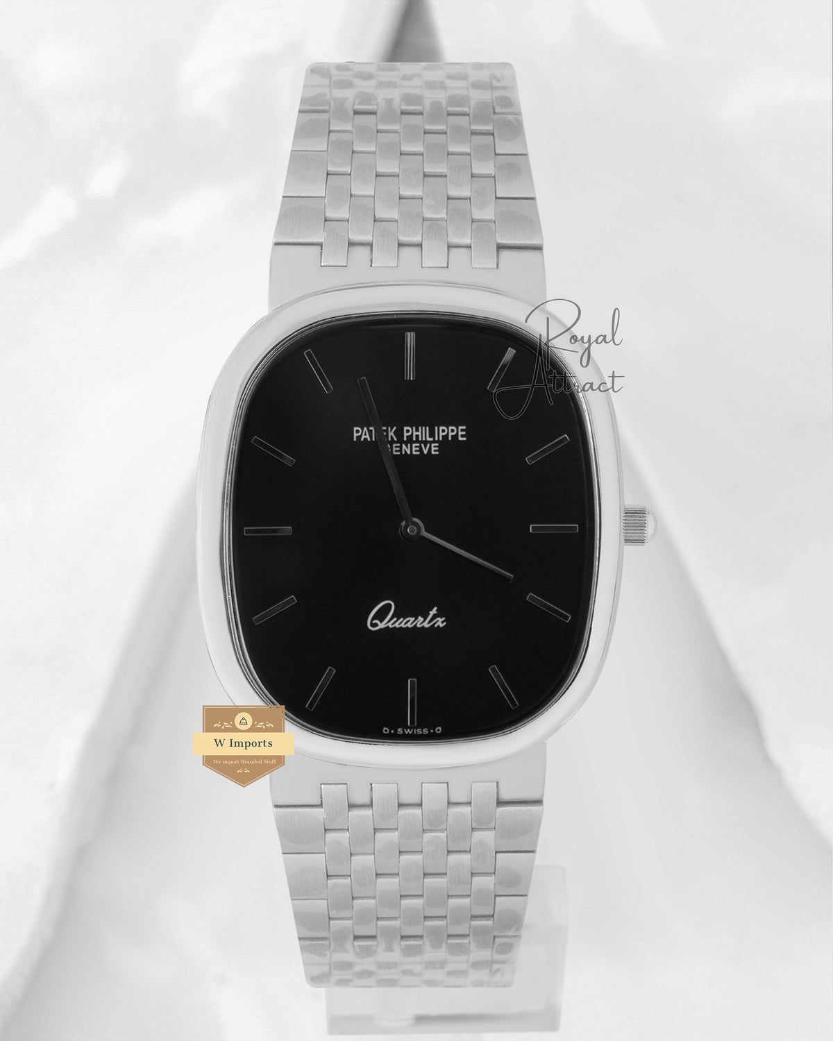 Latest Collection Square Silver With Black Dial Chain Watch
