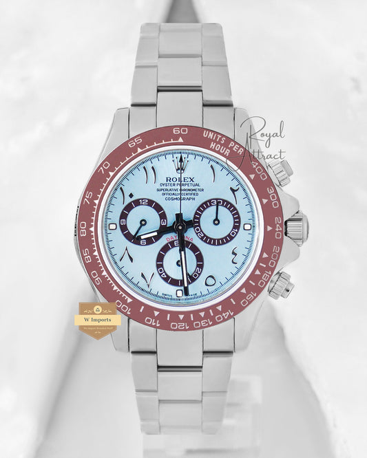 Premium Collection 40 Silver With Blue Arabic Dial Automatic Watch Clean Made