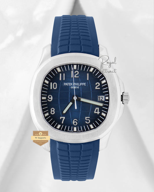 Latest Collection Silver Case With Blue Dial And Strap Automatic Watch