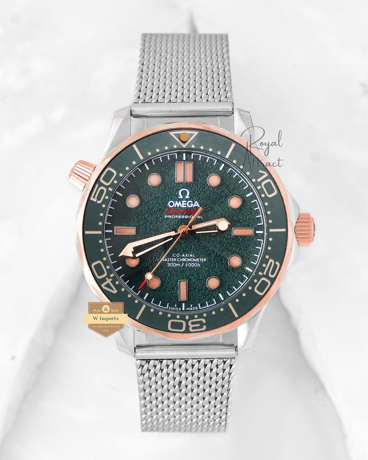Latest Collection Silver With Green Textured Dial Automatic Watch For Men