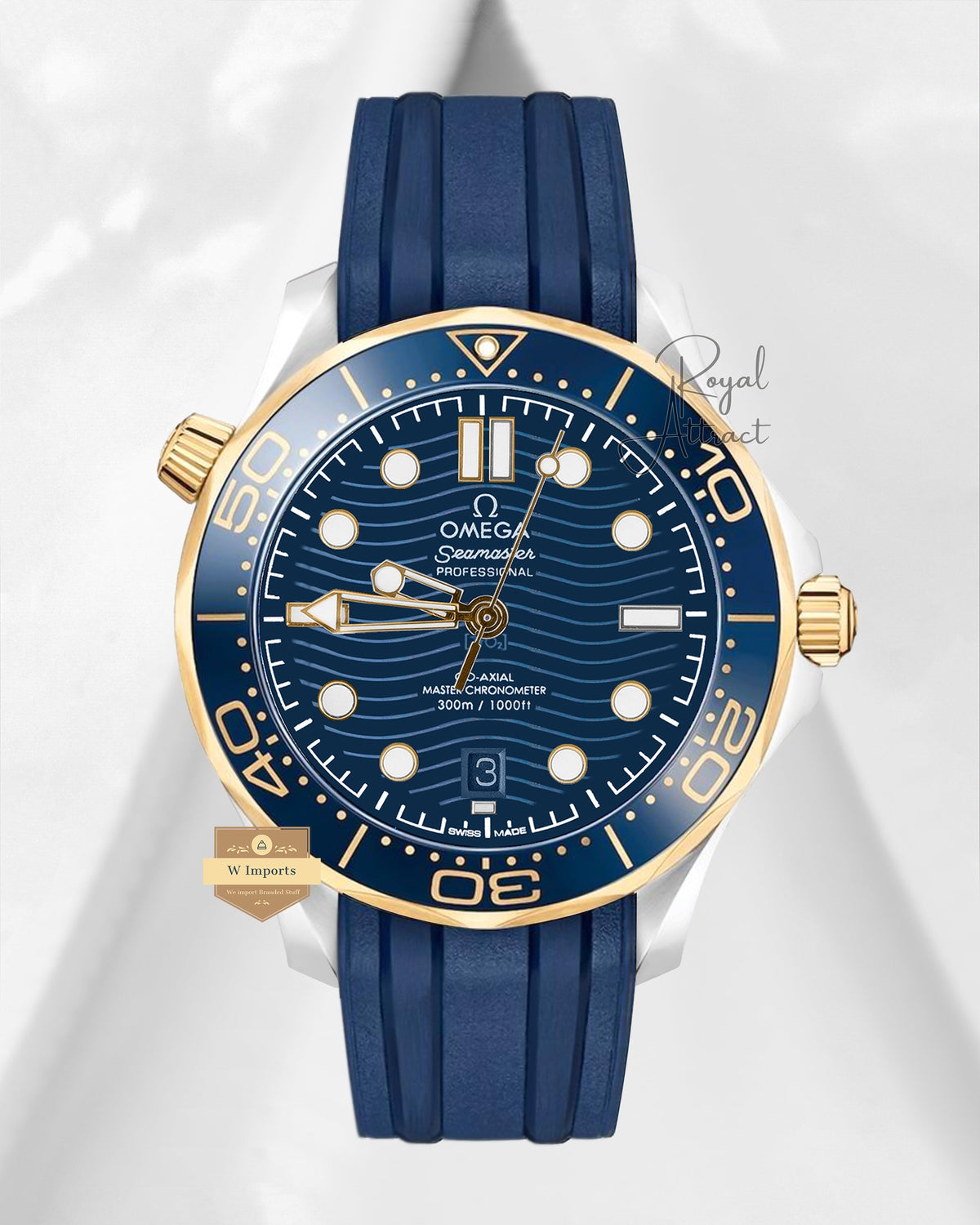Latest Collection Two Tone Case With Blue Dial & Rubber Strap For Men