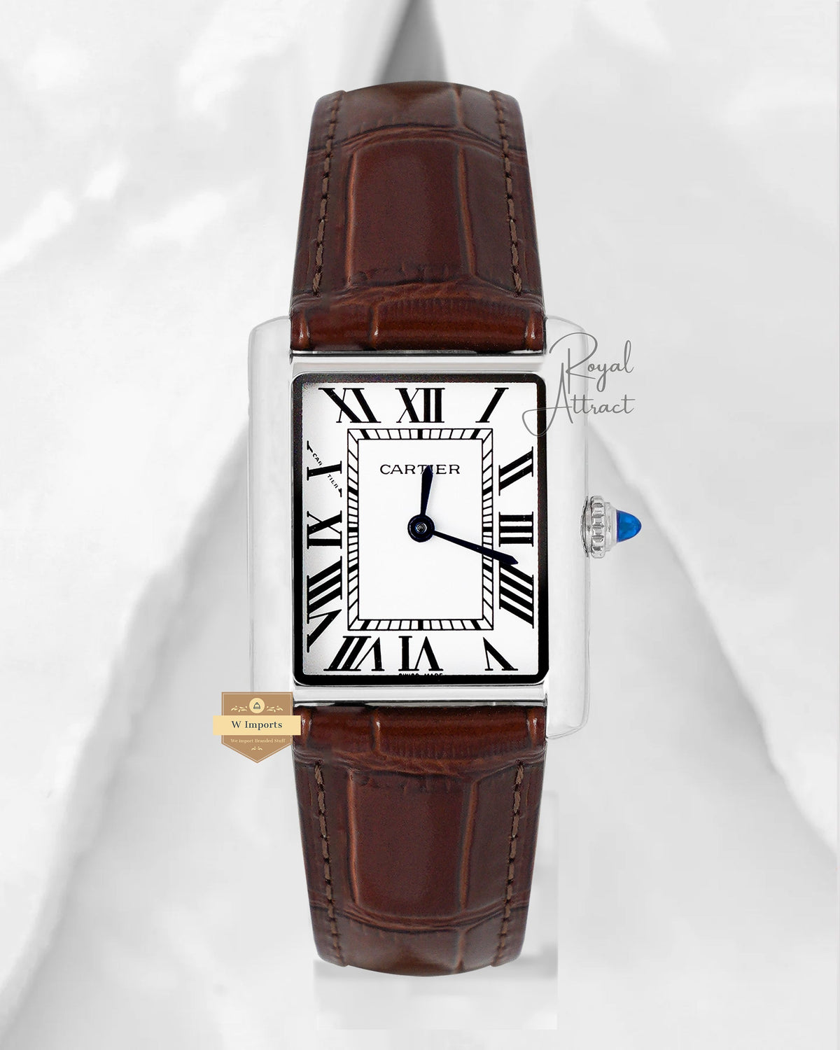 Latest Premium Collection 33mm Silver Case With White Dial & Leather Strap Watch
