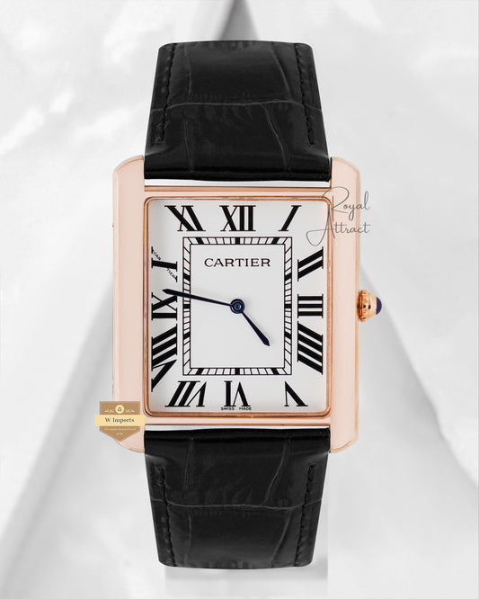Latest Collection Rose Gold Case With White Dial & Black Crocodile Leather Strap Watch XL