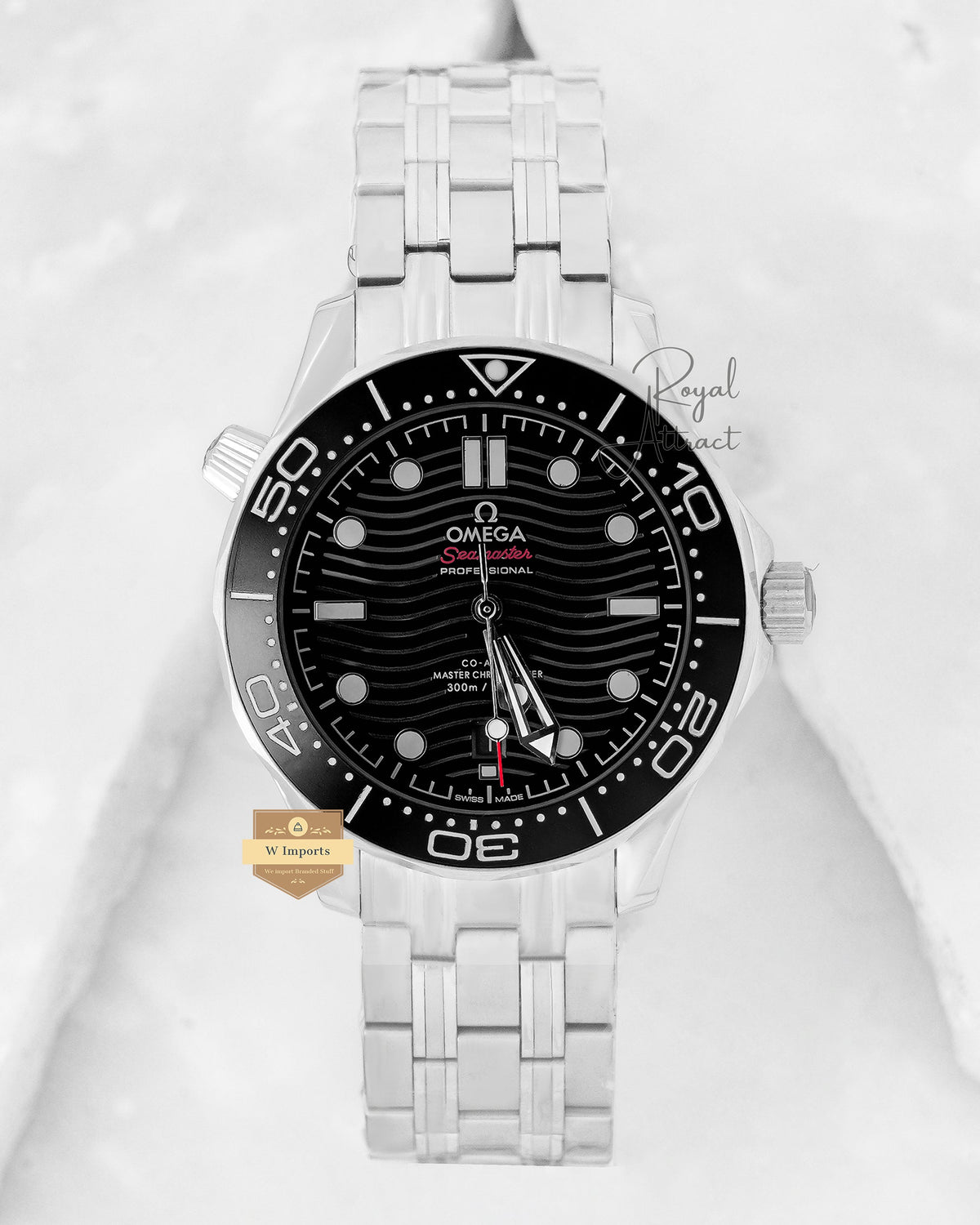 Latest Collection Silver With Black Dial Automatic Chain Watch For Men