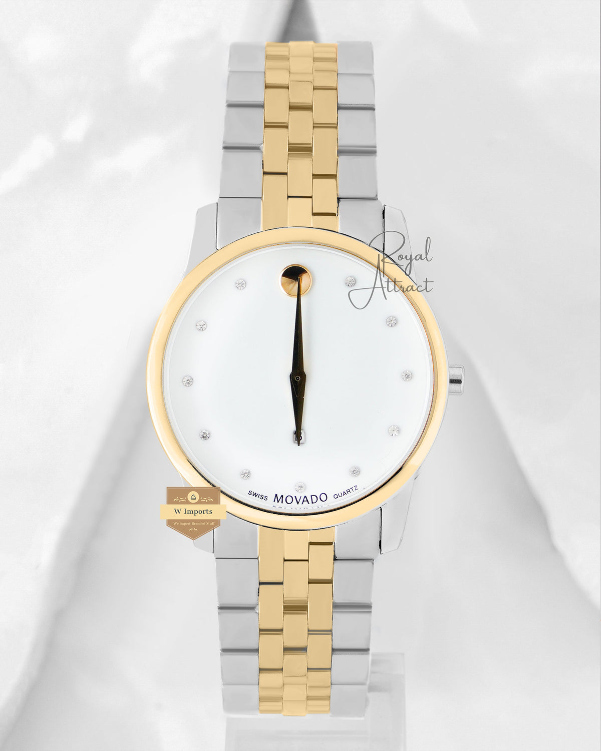 Latest Collection Two Tone Yellow Gold With White Dial & Stone Figure (Date)