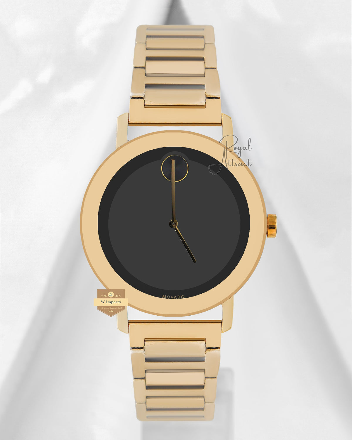 Latest Collection Yellow Gold With Black Dial Chain Watch