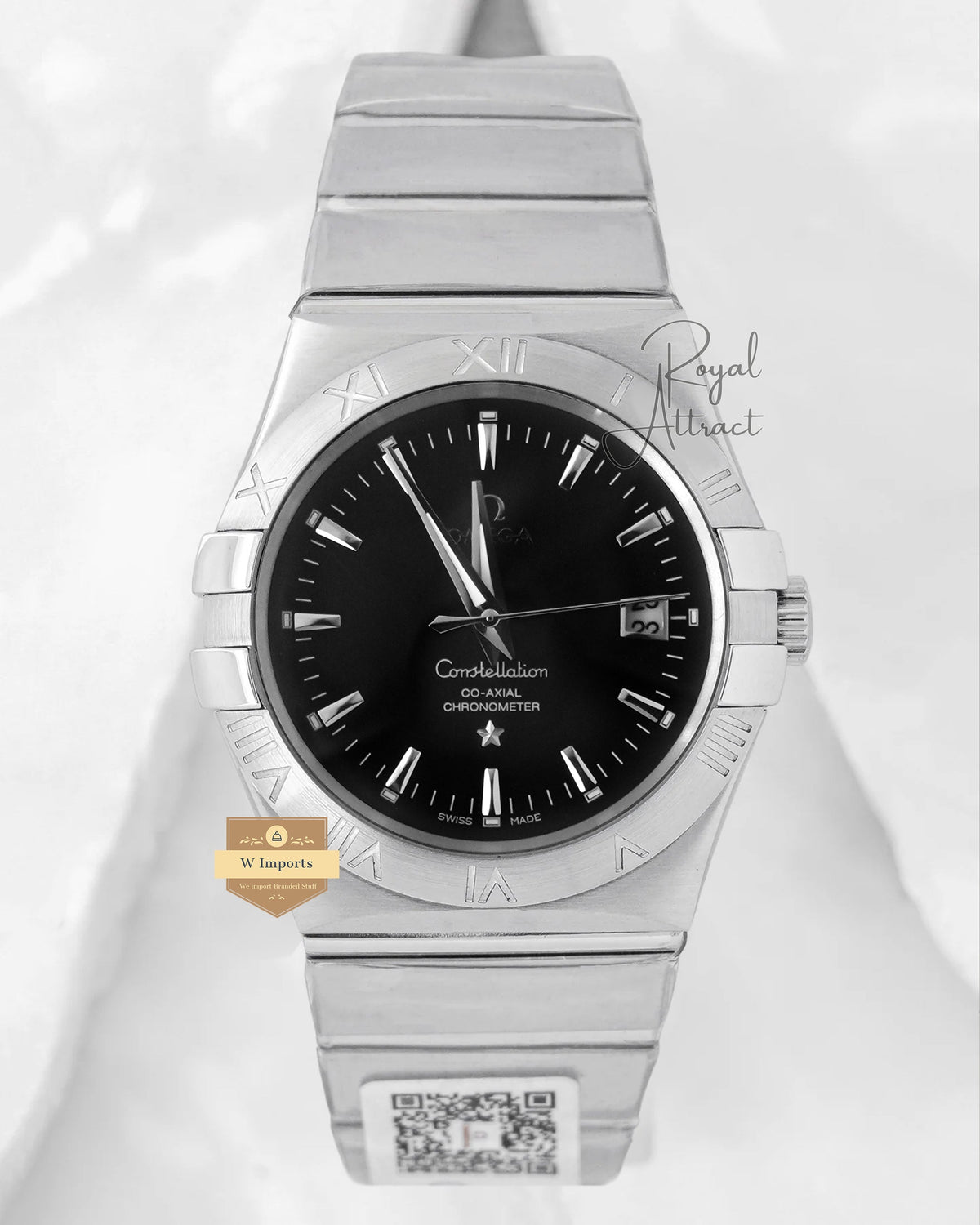 Latest Collection Silver Stainless Steel With Black Dial Chain Watch
