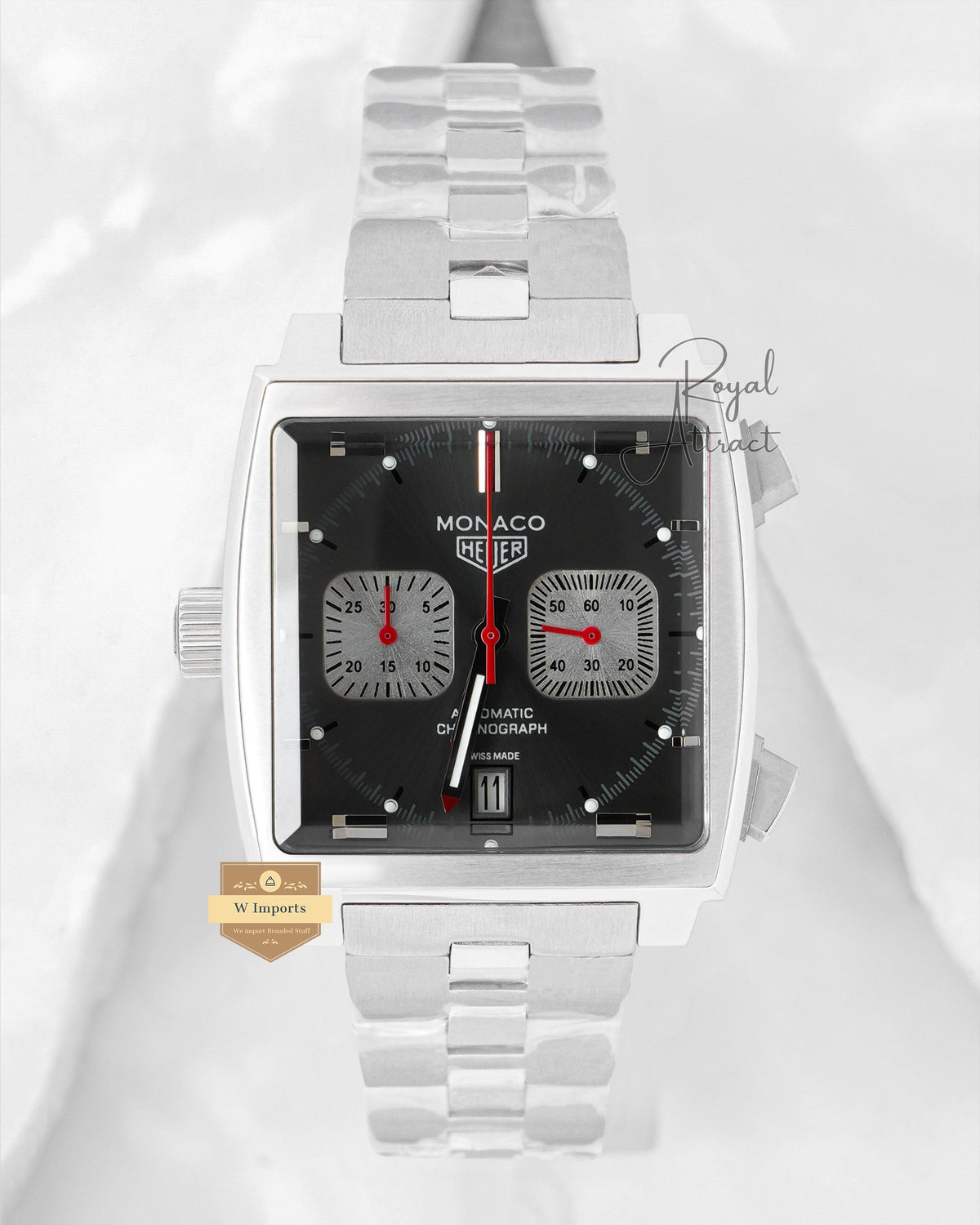 Latest Collection Chronograph Silver Stainless Steel With Gray Dial Chain Watch