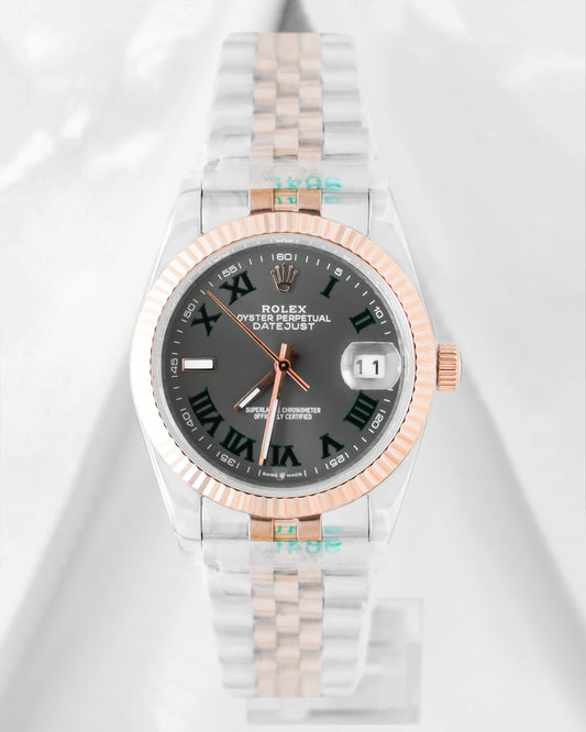 Latest Collection 36 Two Tone Rose Gold With Gray Roman Dial Automatic Watch V3 Factory