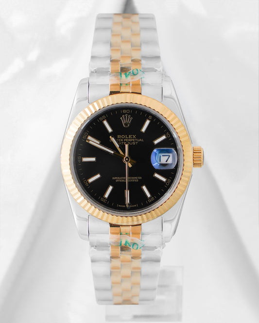 Latest Collection 36 Two Tone Yellow Gold With Black Dial Automatic Watch V3 Factory