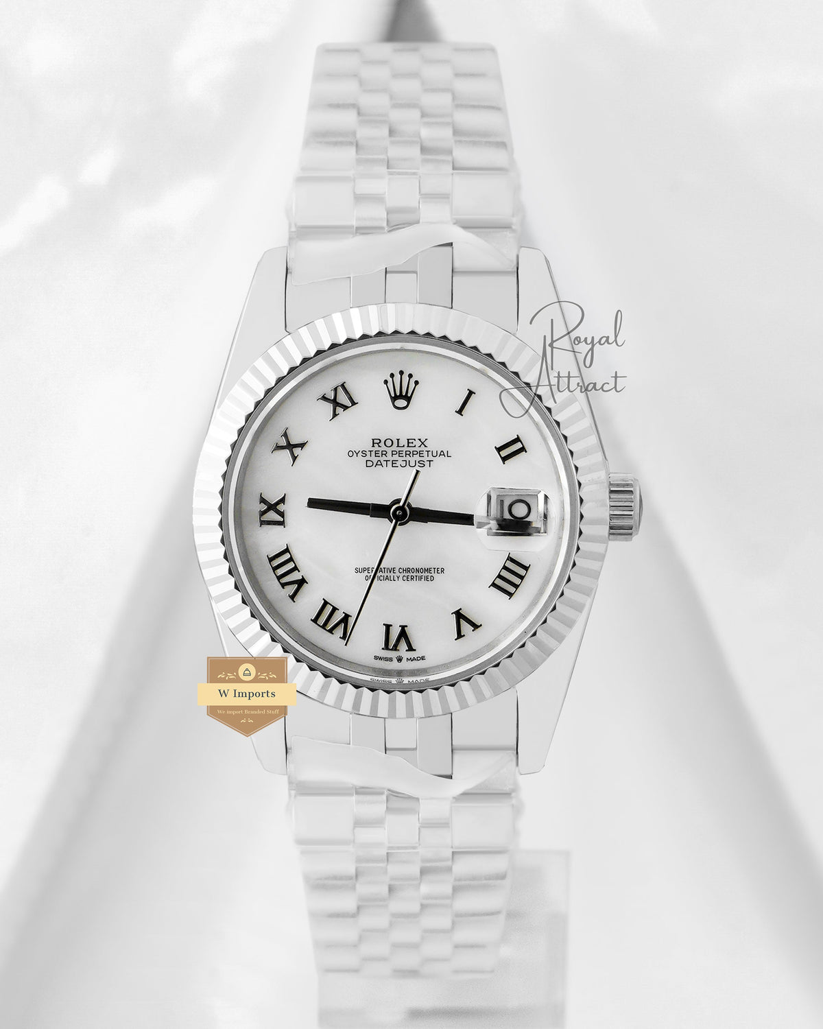 Latest Collection 36 Silver With Mother Of Pearl Dial Automatic Watch V3 Factory