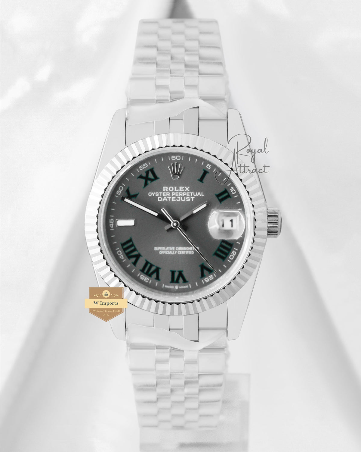 Latest Collection 36 Silver With Gray Roman Dial Automatic Watch V3 Factory