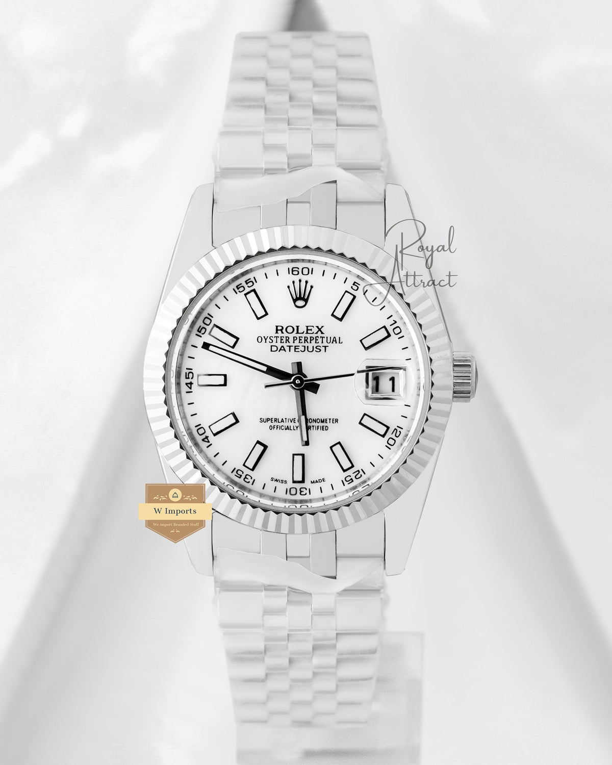 Latest Collection 36 Silver With Mother Of Pearl Dial Automatic Watch V3 Factory