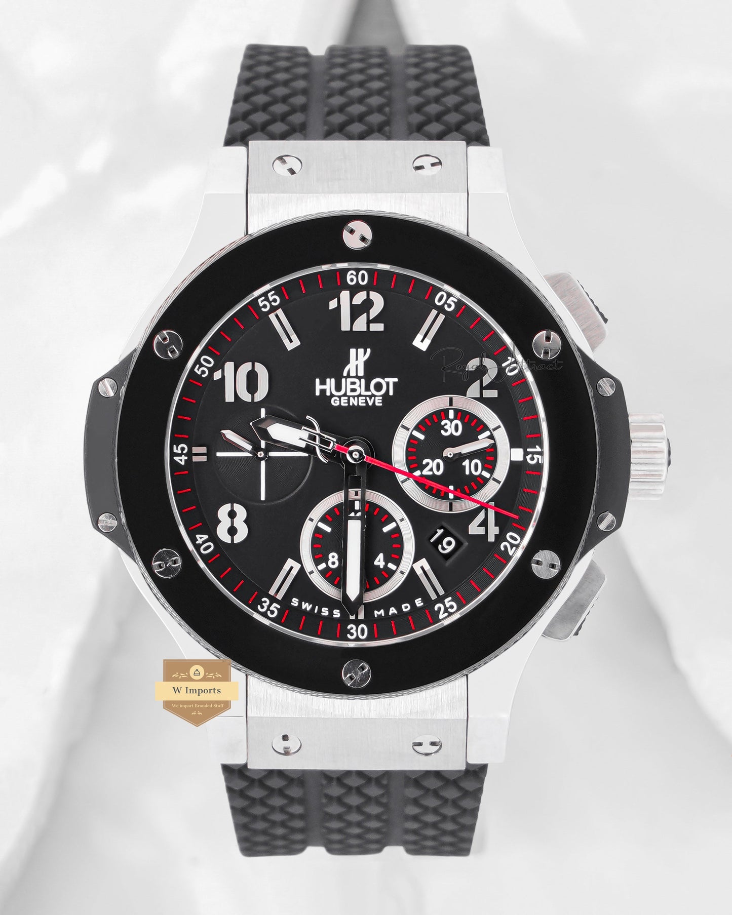 Premium Collection Chronograph Silver Case With Black Dial Automatic Watch