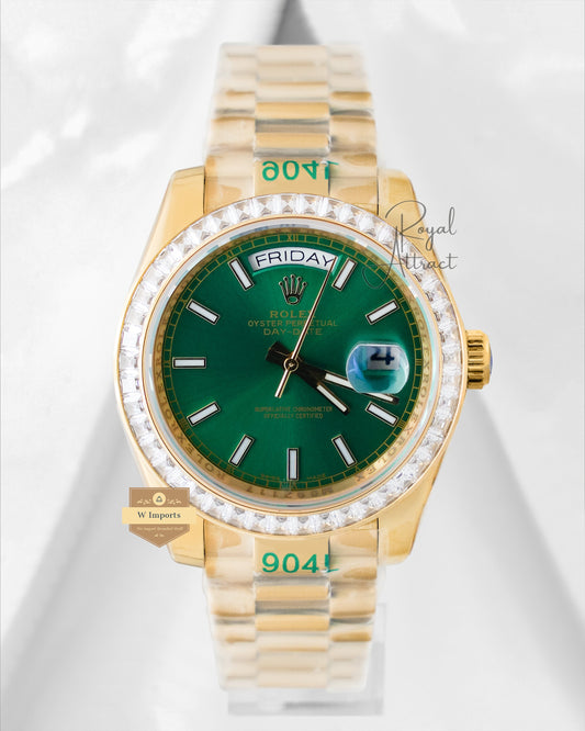 New Collection 40mm Yellow Gold With Green Dial V3 Made