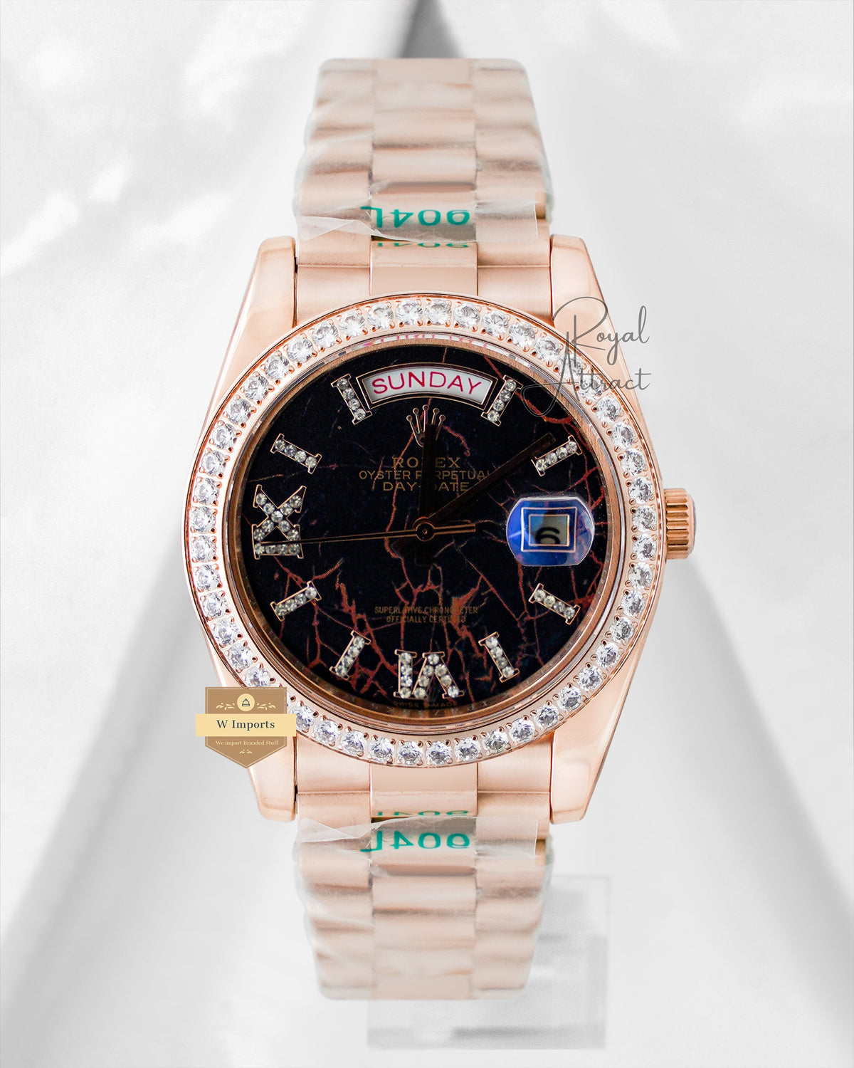 New Collection 40mm Rose Gold With Black Storm Dial Stone Index V3 Made