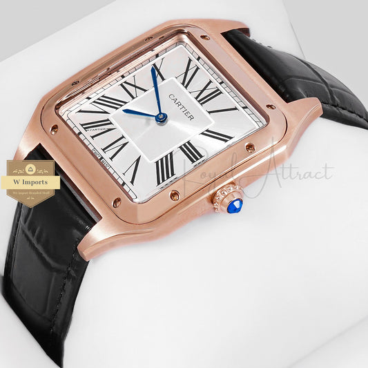 Latest Collection Rose Gold Case With Silver Dial & Leather Strap