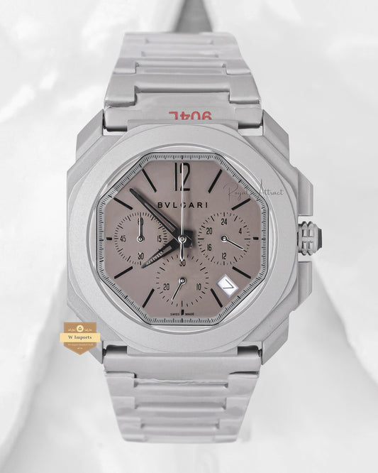 Latest Collection Chronograph Matt Silver With Gray Dial Chain Watch
