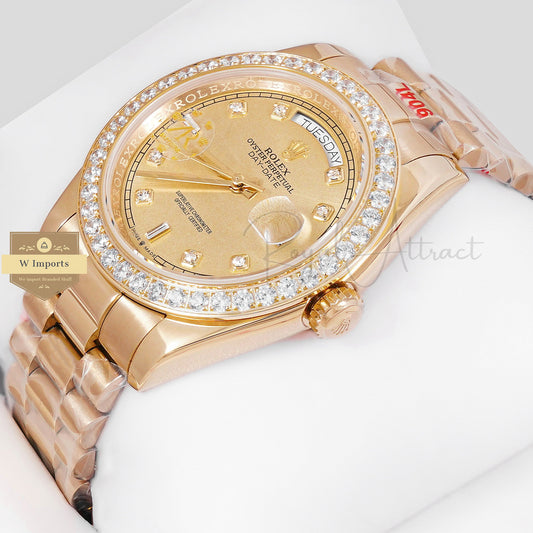 LATEST COLLECTION 40 ALL YELLOW GOLD WITH DIAL STONE BEZEL AUTOMATIC WATCH ZR FACTORY