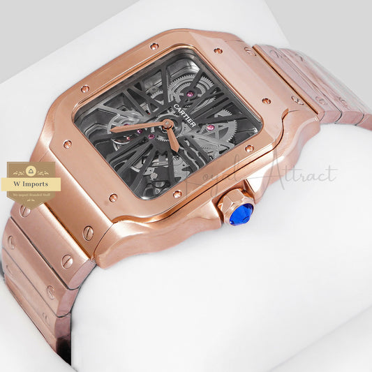 LATEST COLLECTION ROSE GOLD WITH BLACK SKELETON DIAL AUTOMATIC WATCH