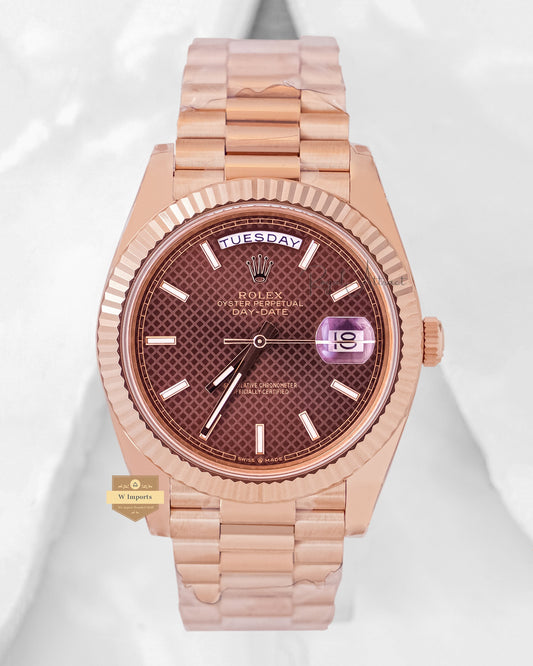 LATEST COLLECTION 40 ROSE GOLD WITH BROWN DIAL AUTOMATIC WATCH OZ MADE