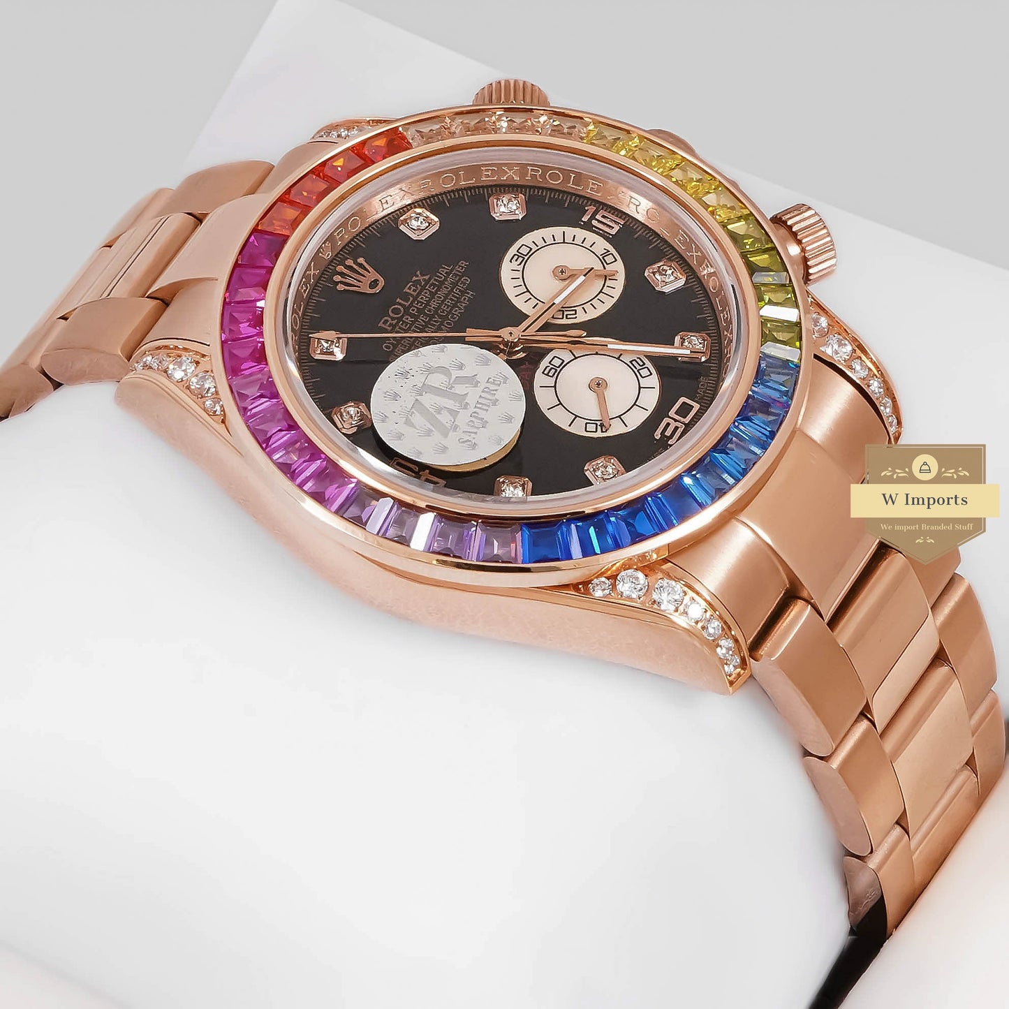 LATEST COLLECTION CHRONOGRAPH 40 RAINBOW EDITION ROSE GOLD WITH BLACK DIAL ZR FACTORY