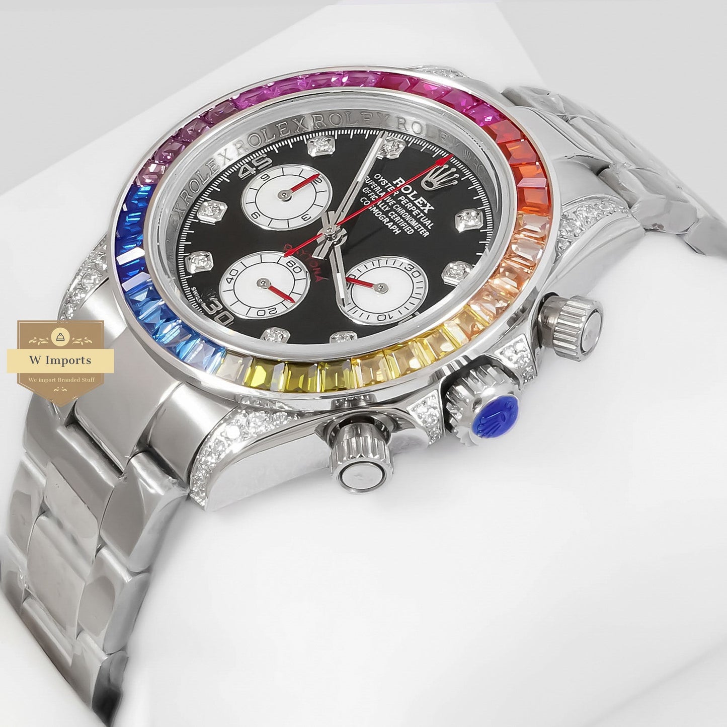 LATEST COLLECTION CHRONOGRAPH 40 RAINBOW EDITION SILVER WITH BLACK DIAL ZR FACTORY