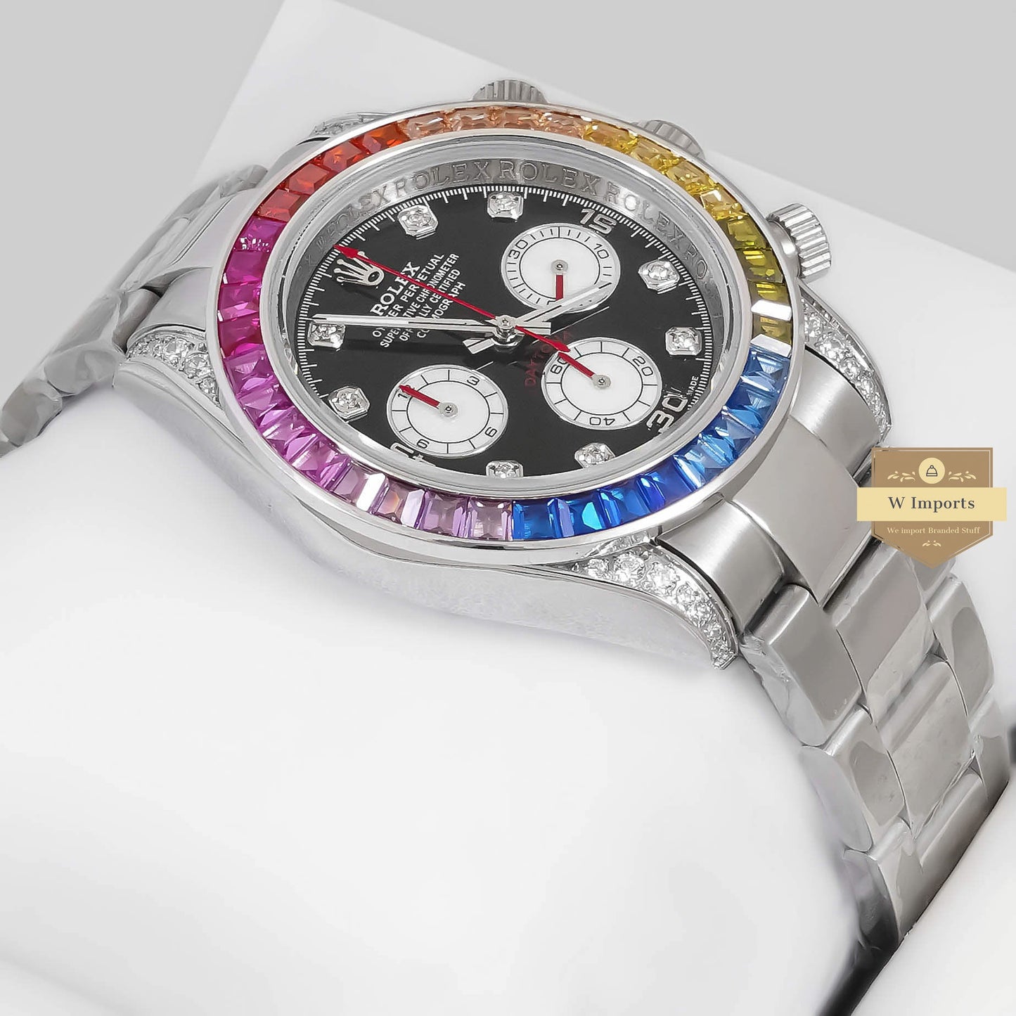 LATEST COLLECTION CHRONOGRAPH 40 RAINBOW EDITION SILVER WITH BLACK DIAL ZR FACTORY