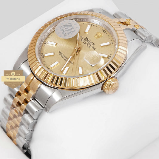 LATEST COLLECTION 41 TWO TONE YELLOW GOLD WITH DIAL FLUTED BEZEL AUTOMATIC WATCH ZR FACTORY