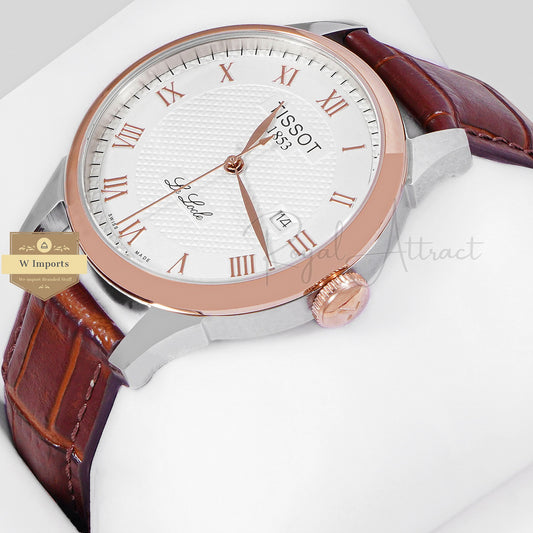 Latest Collection Silver Case With White Dial & Roman Index With Brown Leather Strap